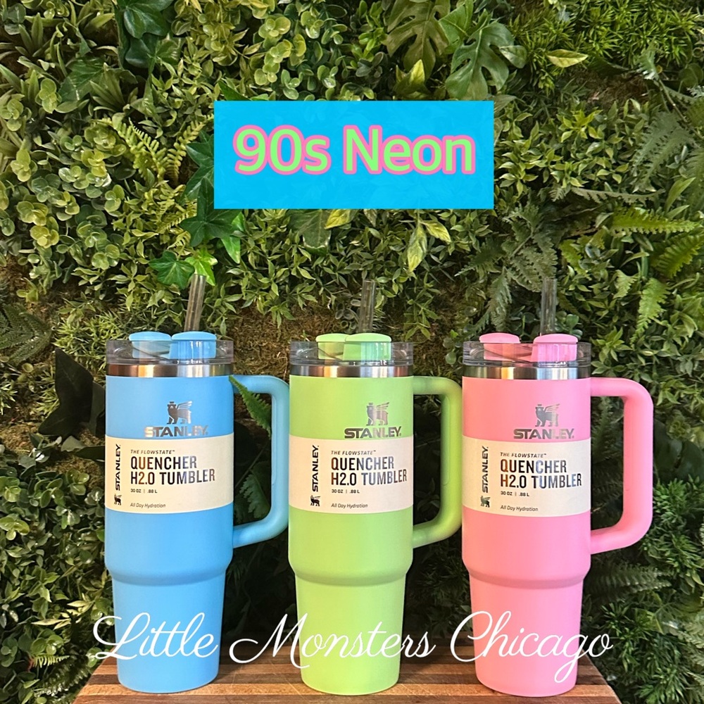 Authentic STANLEY 30oz PINK BLUE GREEN neon quencher mug, all tags, ship daily